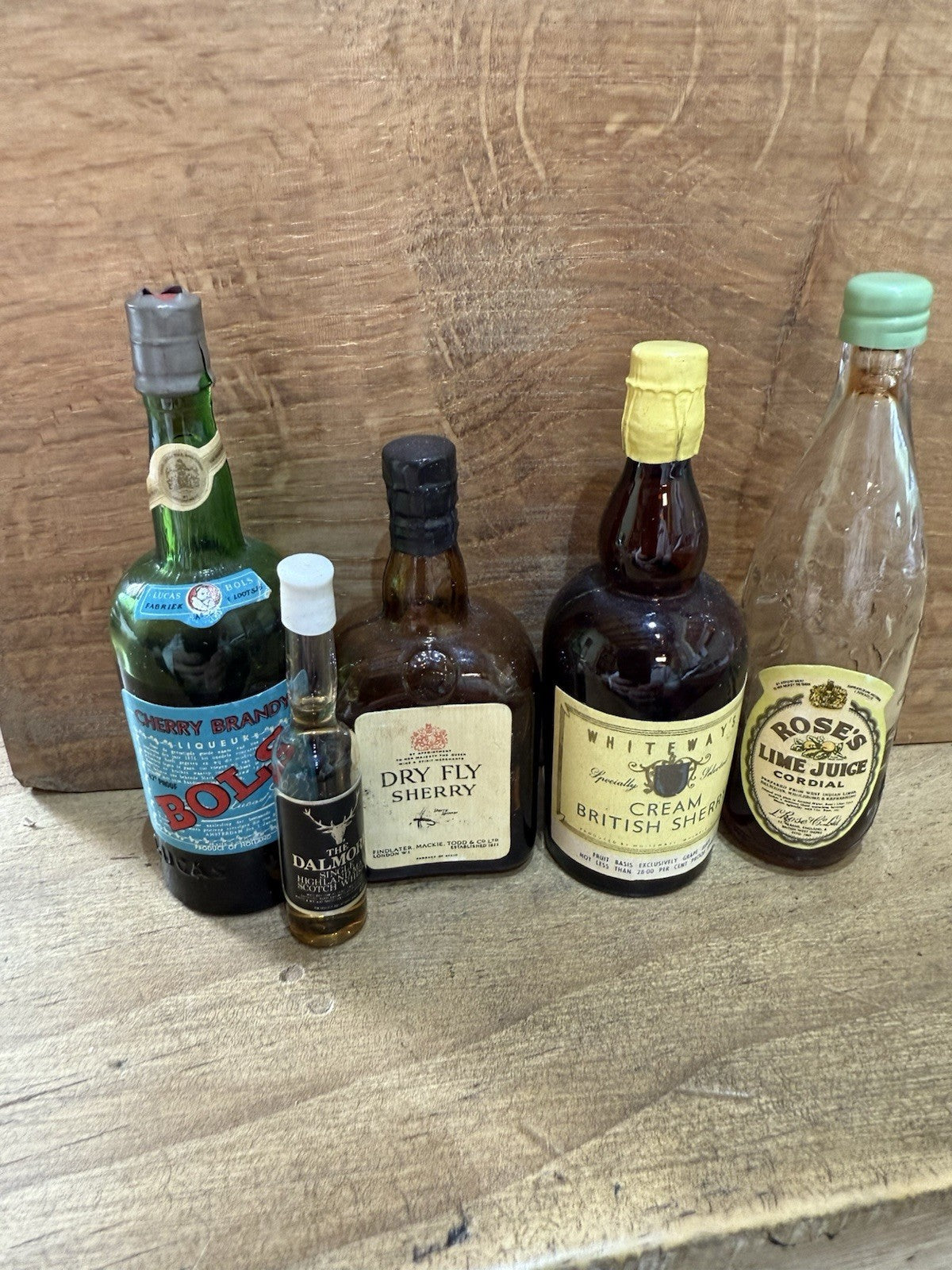 5 Mini miniatures Bols Dalmore Dry Fly sherry whiteways sherry lime juice