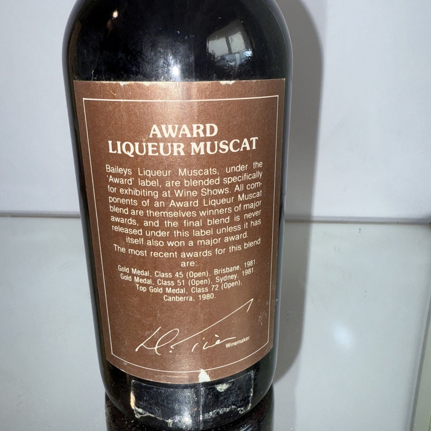 Baileys of Glenrowan Liqueur Muscat 1980 vintage Rare