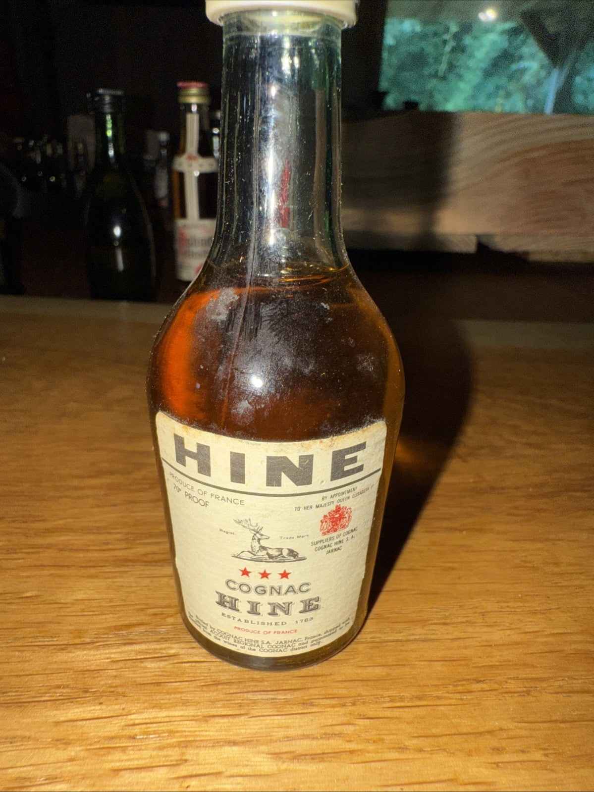 Hine 3 star cognac 70% proof 1970s Miniature Full