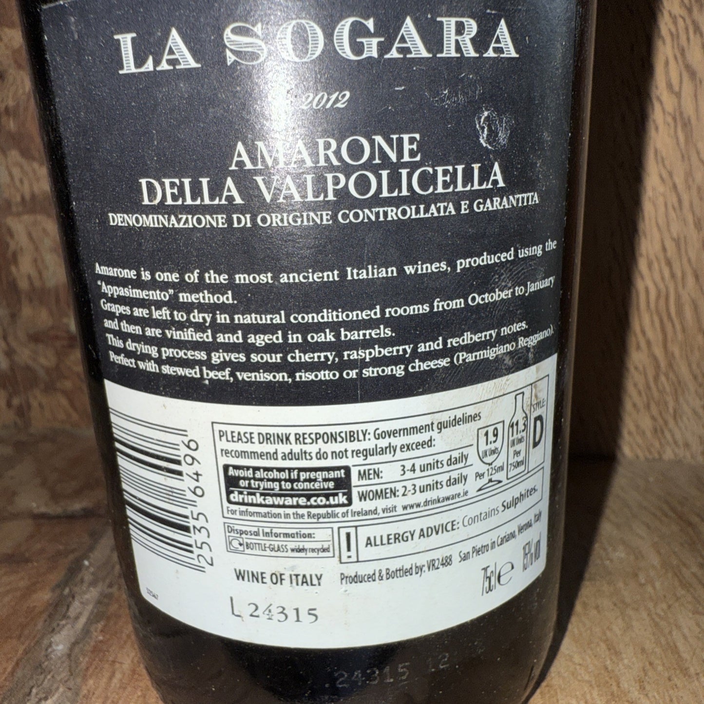 La Sogara Vendemmia Amarone della Valpolicella 2012