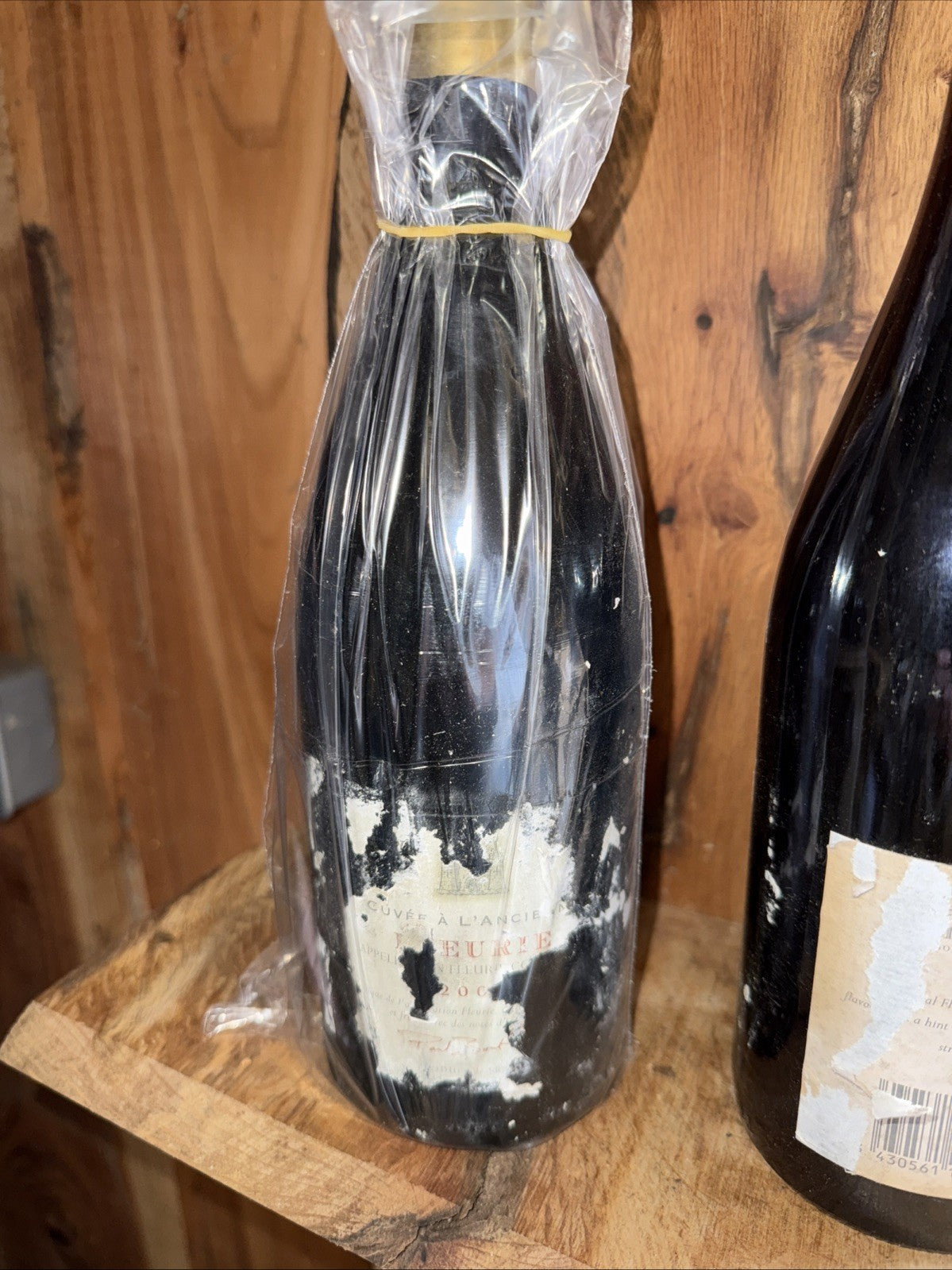 Fleurie 2003 2 bottles one label damaged