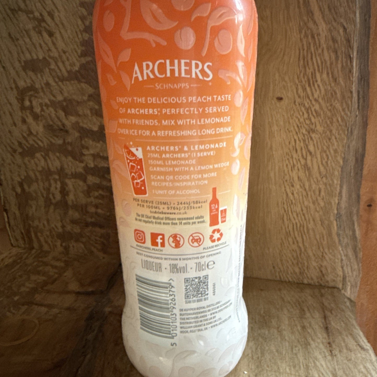 Archers Original Peach Schnapps 70cl