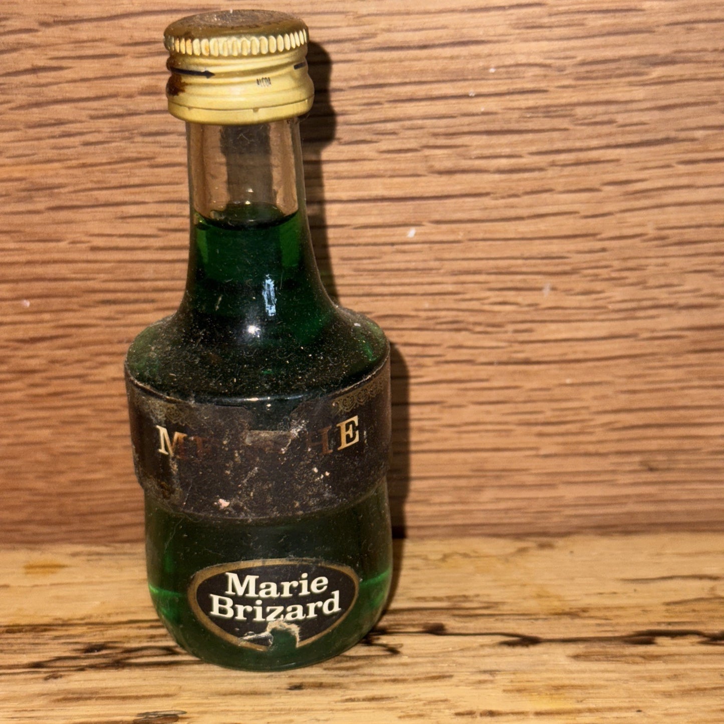 1970s Marie Brizard Creme De Menthe Liqueur Miniature Vintage Full