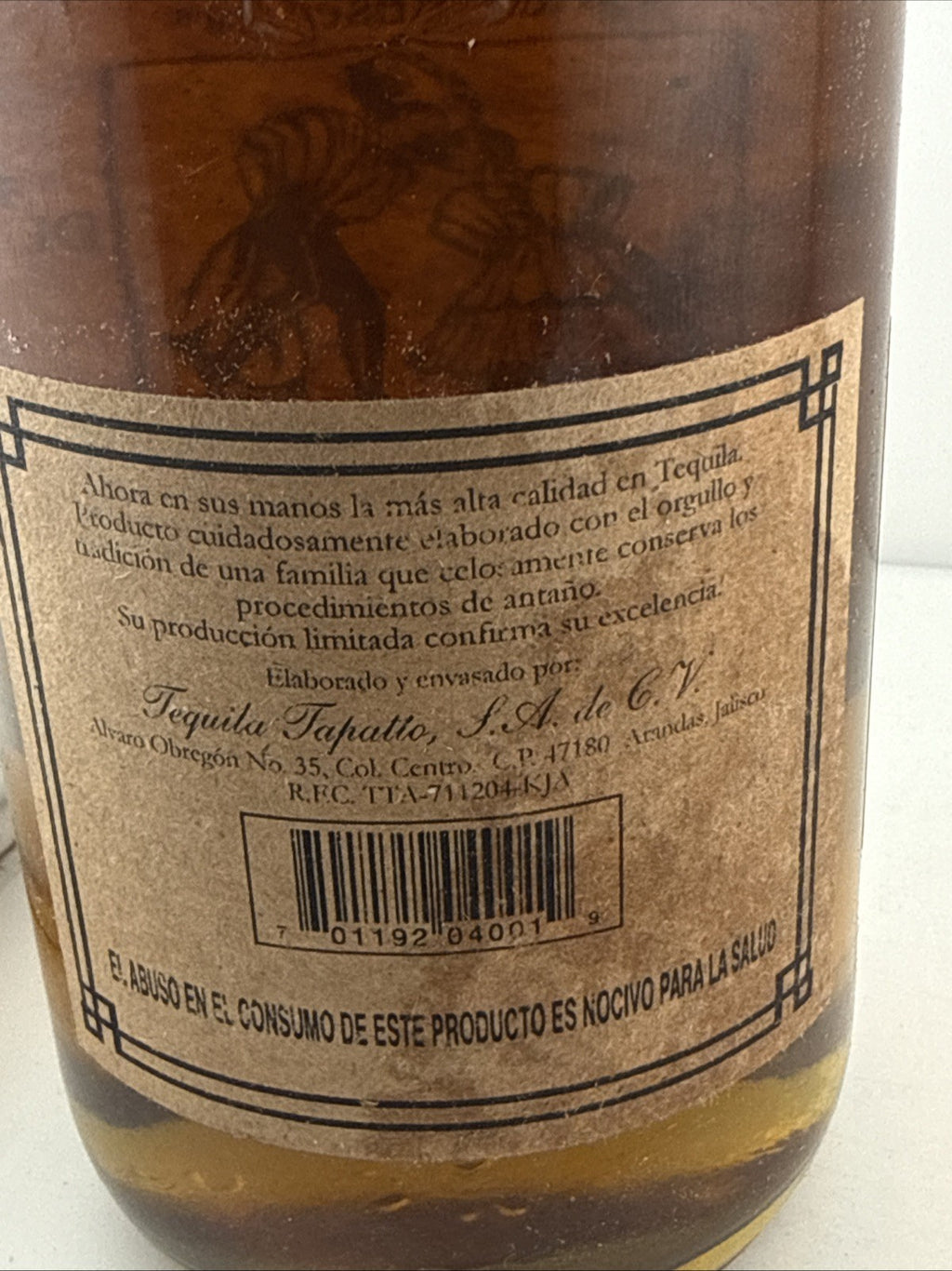 Tequila Tapatío Excelencia Gran Reserva Extra Añejo 100cl 40% ABV. 1990s