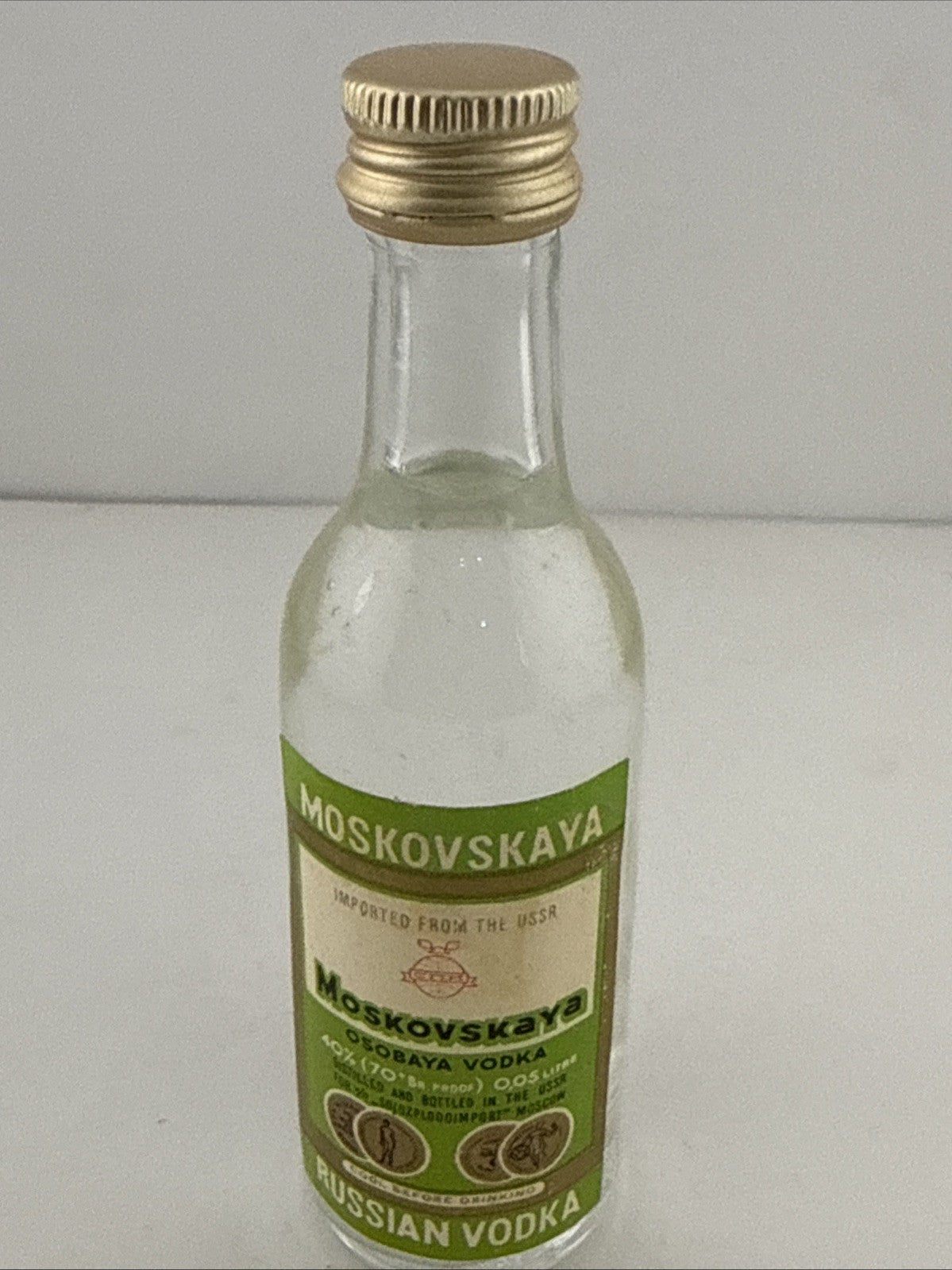 Vintage Krepkaya Strong Vodka Miniature 5cl USSR  Export Bottle
