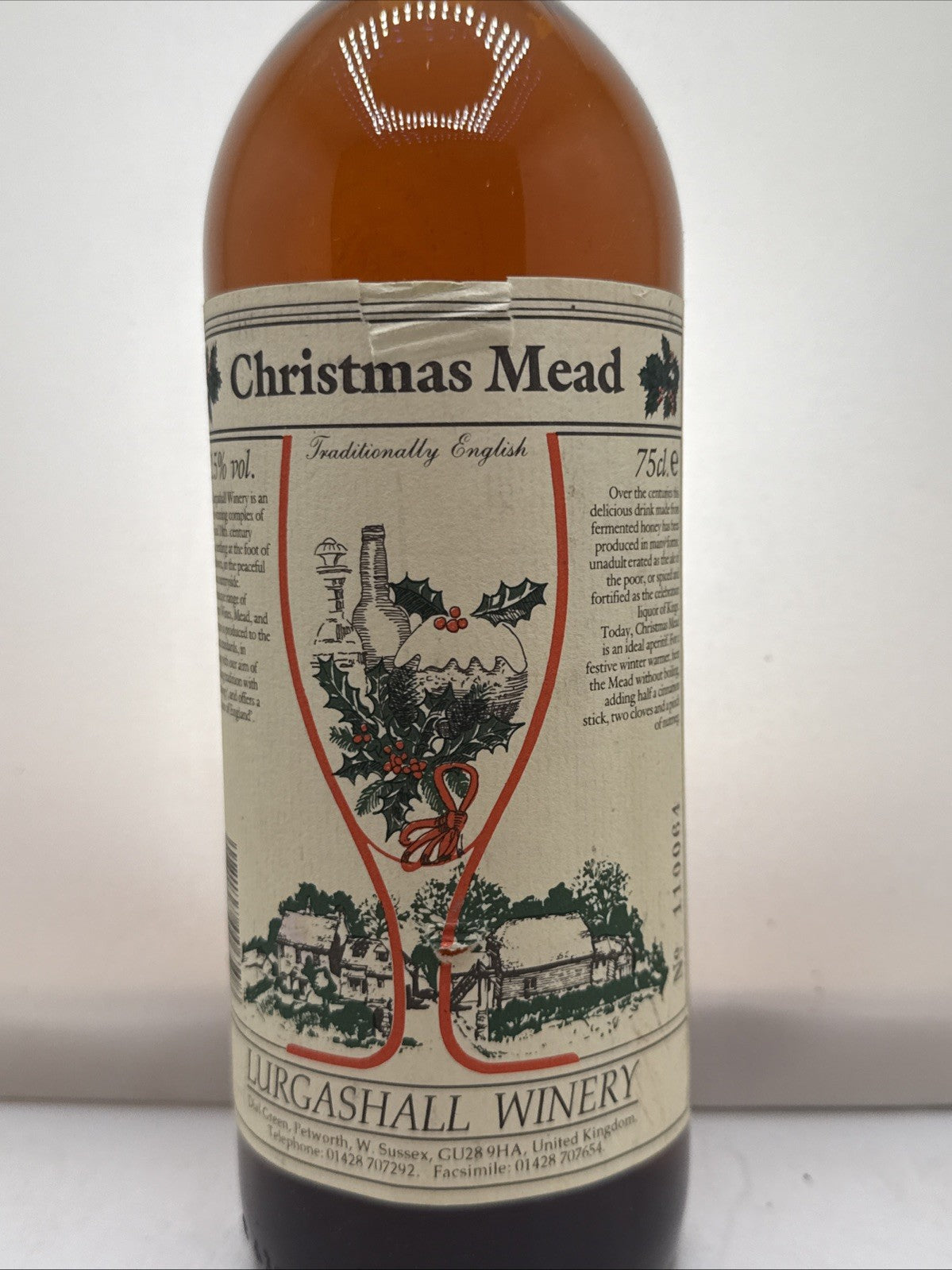 Lurgashall Christmas Mead — Traditional English honey wine. 1990s bottling