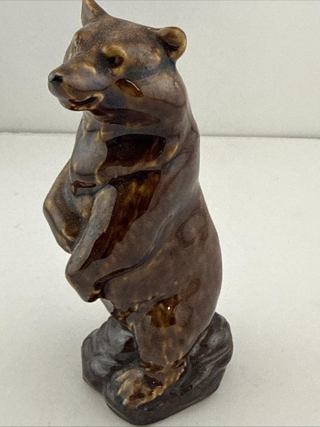 Vintage Bear With Fish Ceramic Whisky Decanter Empty 1970s Barware