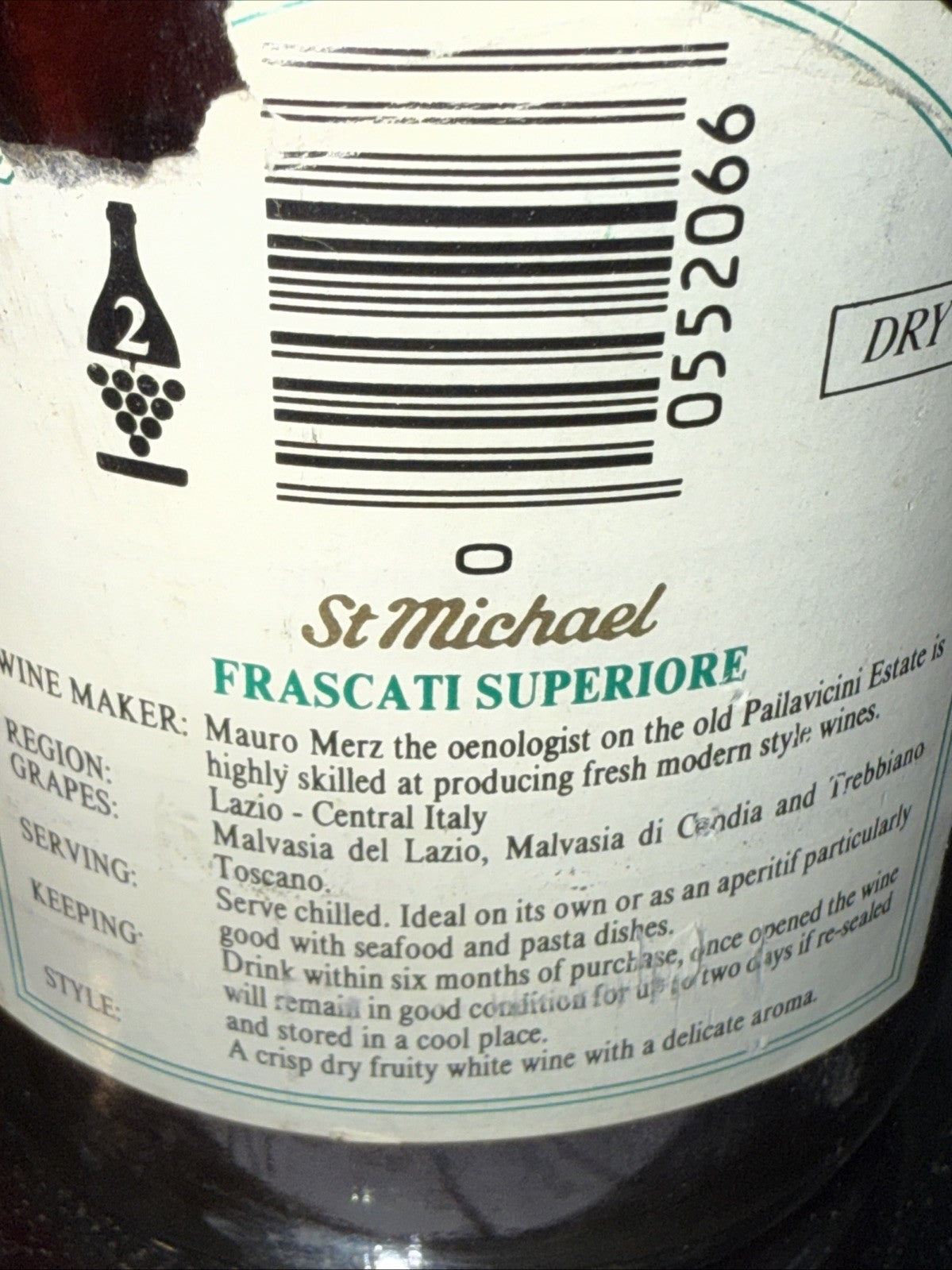 Frascati Superiore  1992 - Italian White Wine ( Marks And Spencer) Vintage