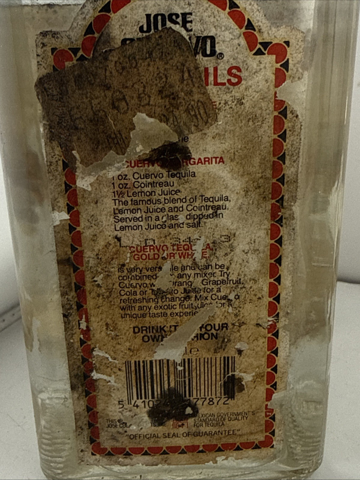 José Cuervo Blanco Tequila 1980s Vintage Bottling 1L 40% – Label Damage Hence ££