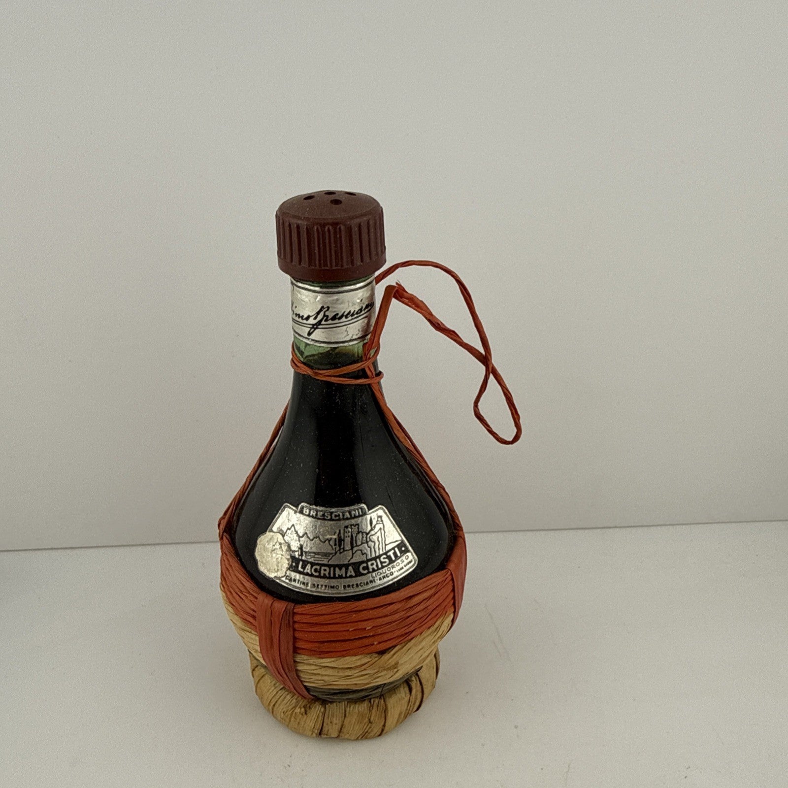 1960s–70s Bresciani Lacrima Cristi Italian liqueur wicker bottle