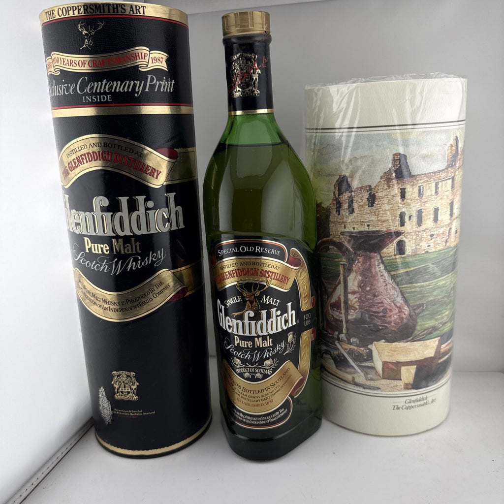 1987 Glenfiddich Centenary Pure Malt Scotch Whisky 1 Litre With Original Print