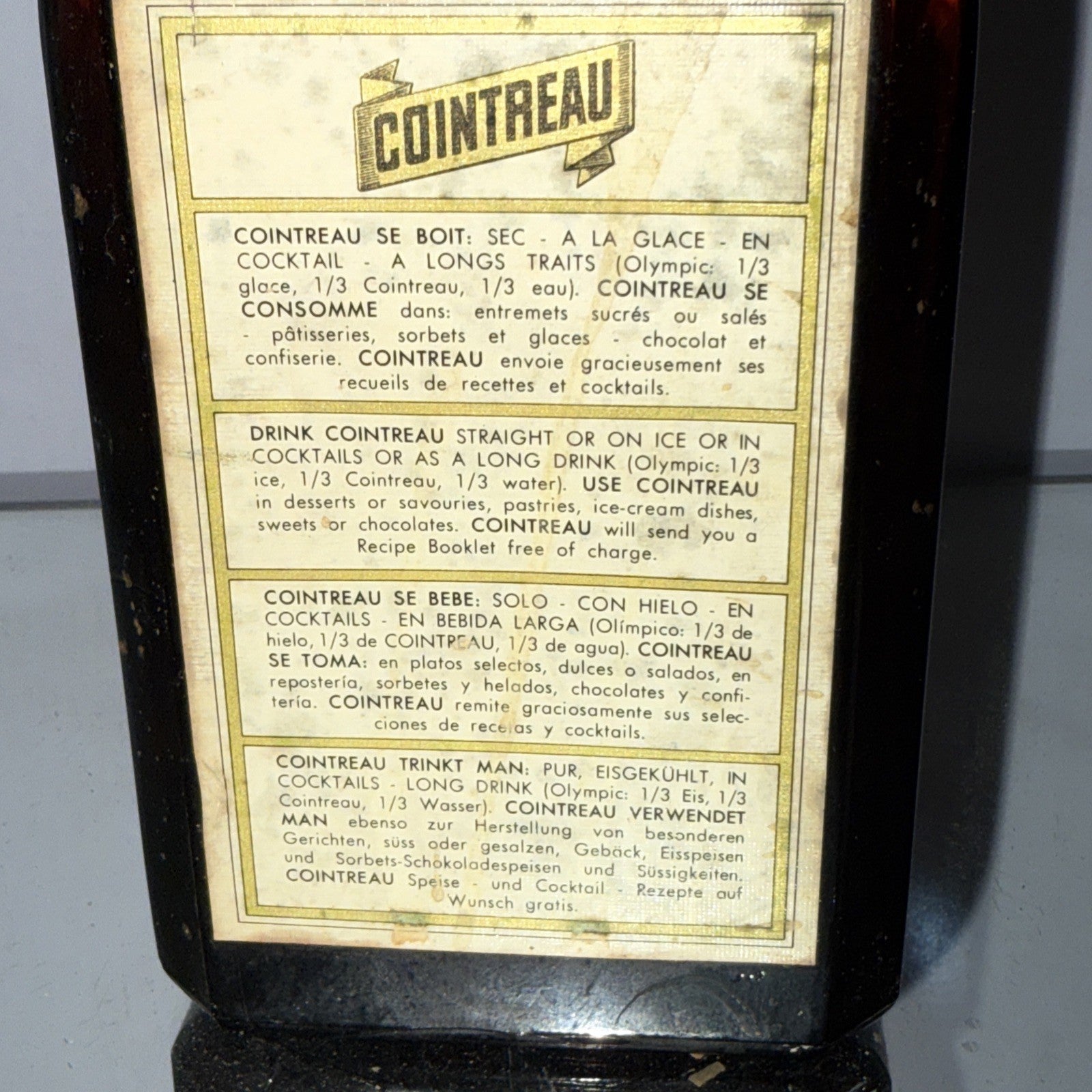 Cointreau 40% Proof Bottled 1960s(?) No Size But Approx 750ml