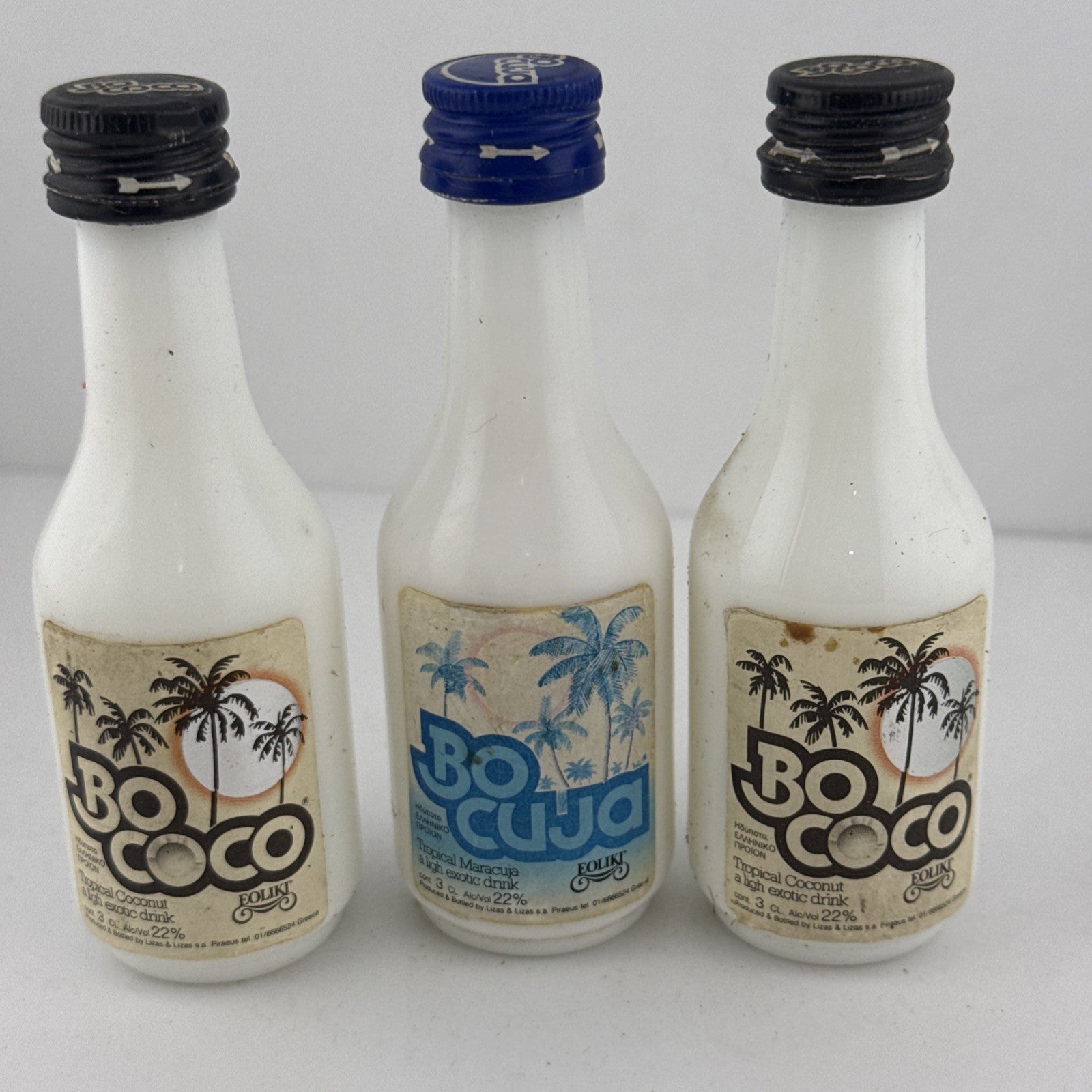 Vintage Bo Coco & Bo Cuja Tropical Liqueur Miniatures 3cl 22% Greece x3