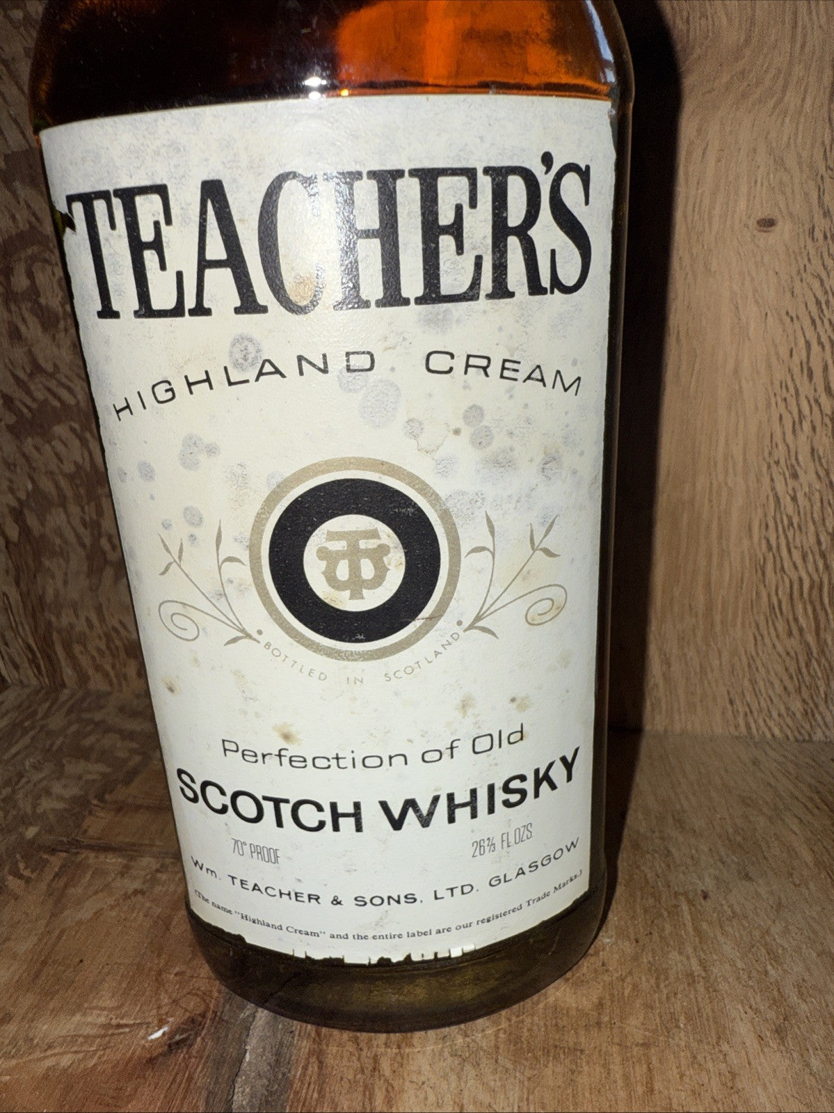 1970s Bottled Teachers Highland Cream 26 2/3 FL OZ  70% Proof Vintage matured