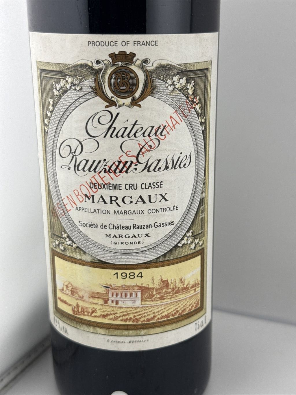 Château Rauzan-Gassies 1984 Margaux 2ème Cru Classé 75cl Good Condition