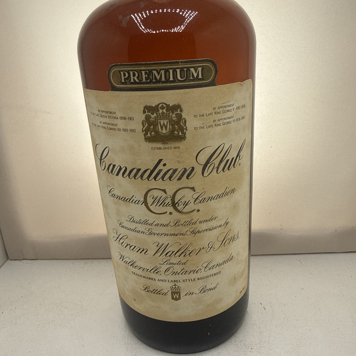 Canadian Club Premium · Hiram Walker · Vintage Canadian Whisky · 1L · Late 1970s