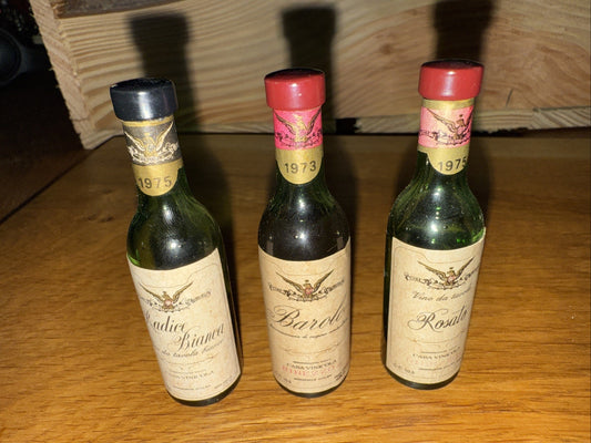 3 Mini Miniatures from 1970s Rosato Barolo Randice Bianca some evaporation