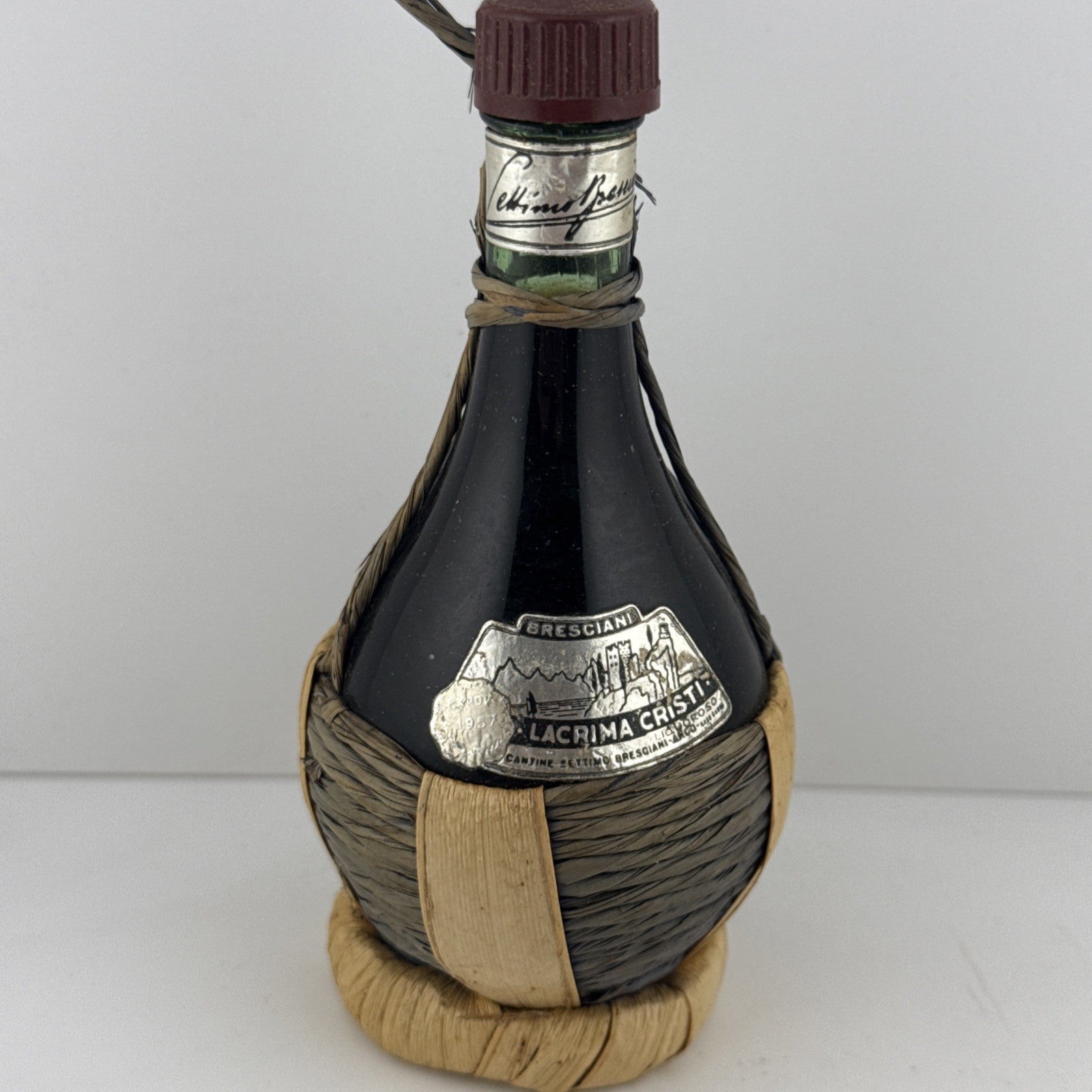 1960s–70s Bresciani Lacrima Cristi Italian liqueur wicker bottle