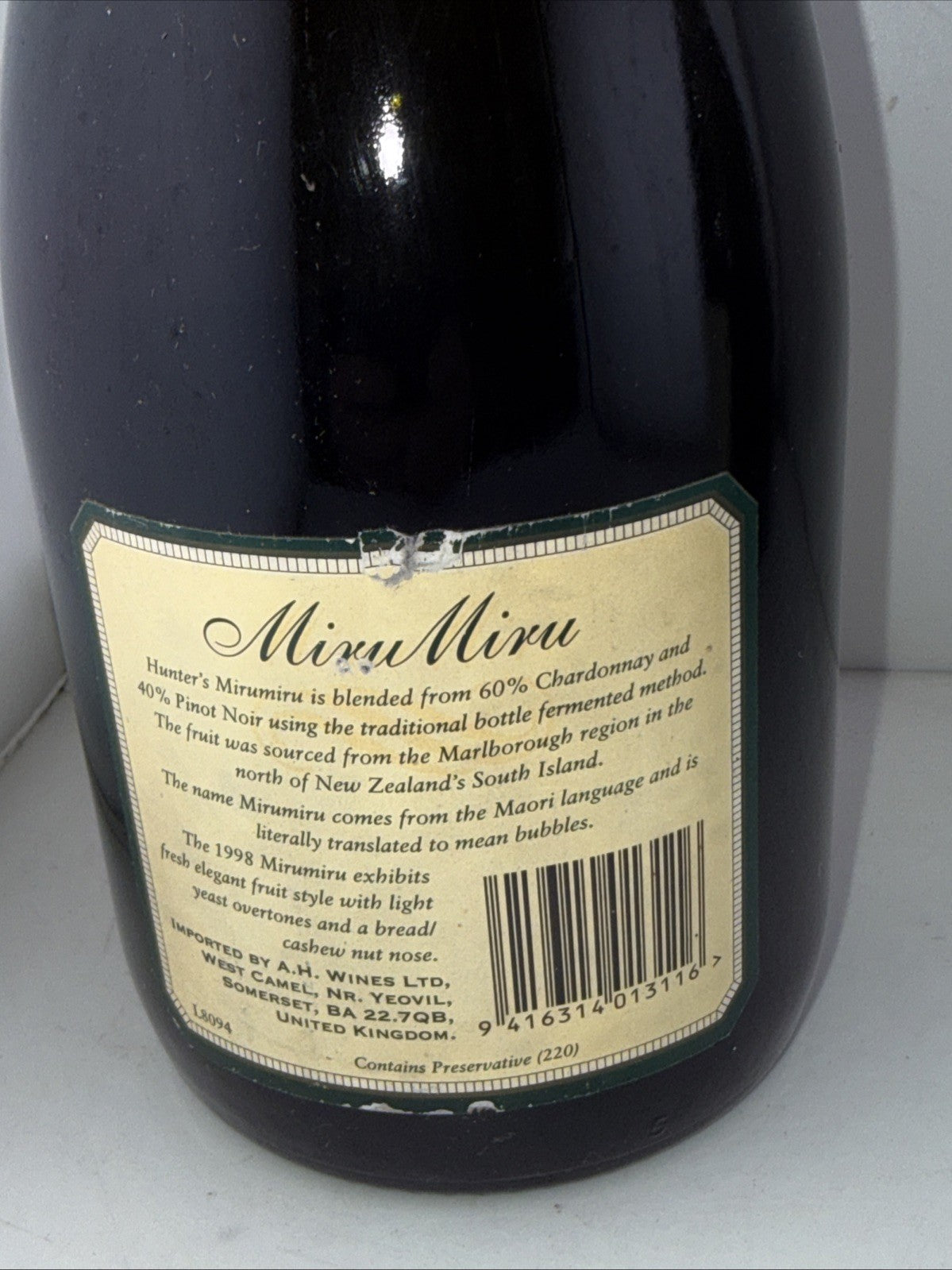 Hunter’s MiruMiru Marlborough Brut Vintage 1998 75cl Still Fizzy And Drinks Well