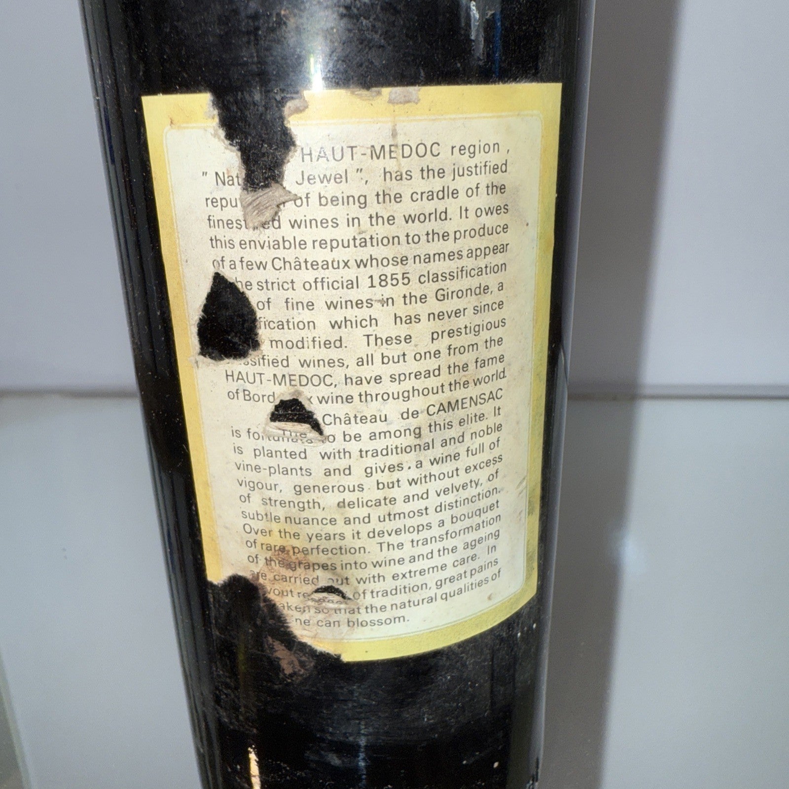 Chateau de Camensac Bordeaux  1970 (label in poor condition but wine looks fine)