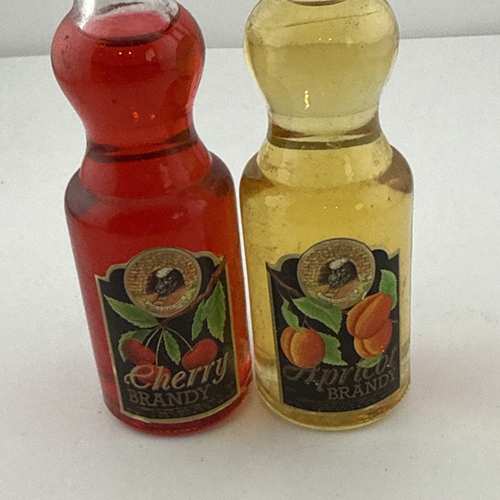 Vintage 1980s Cherry & Apricot Brandy Miniatures Glass Stopper 5cl Pair