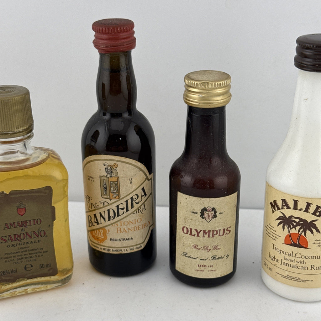 Vintage Miniature Spirits Bottles Amaretto Malibu Wine Mini Lot