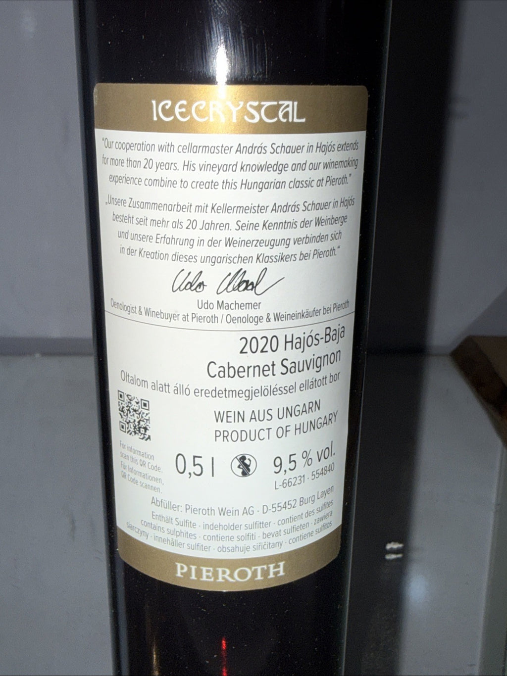 IcecrystaI Cabernet Sauvignon from the Hajós-Baja 2020 Ice wine Hungary