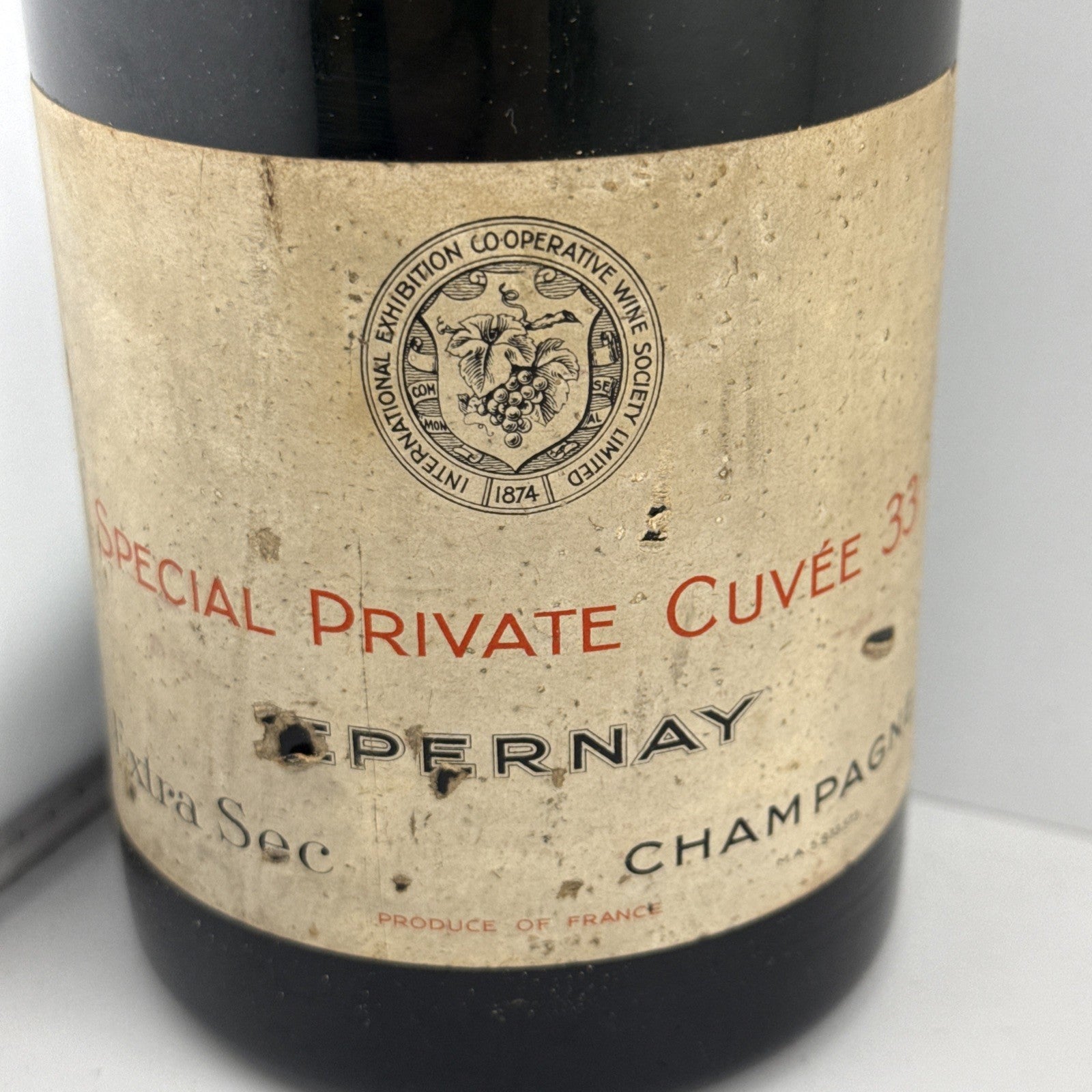 Vintage Champagne Special Private Cuvee 33 Epernay Extra Sec C.1940s