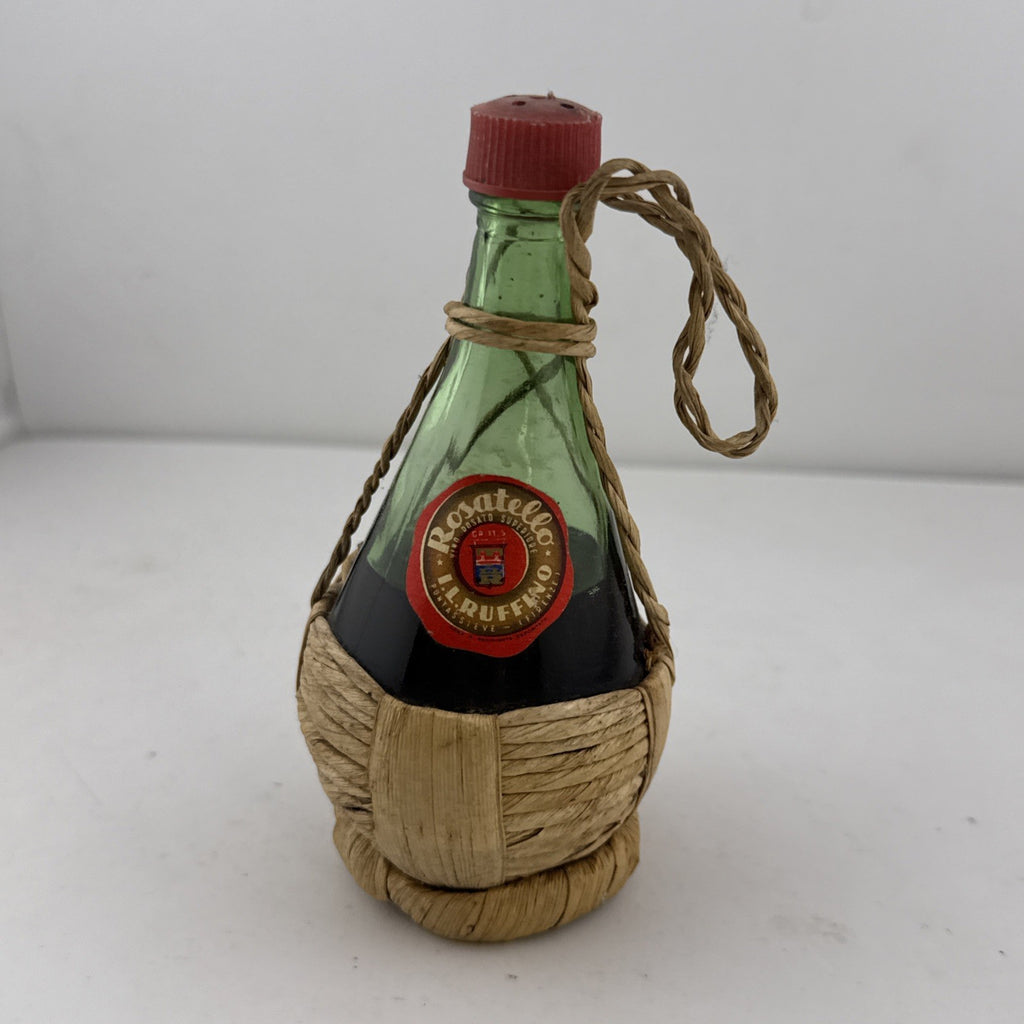 Vintage Ruffino Rosatello Miniature Straw Fiasco Bottle Italian Wine