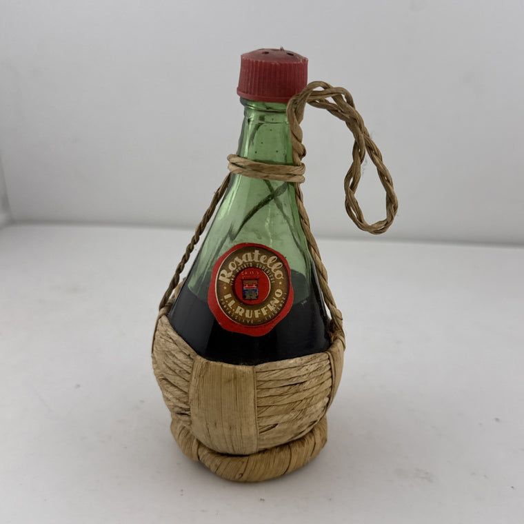 Vintage Ruffino Rosatello Miniature Straw Fiasco Bottle Italian Wine