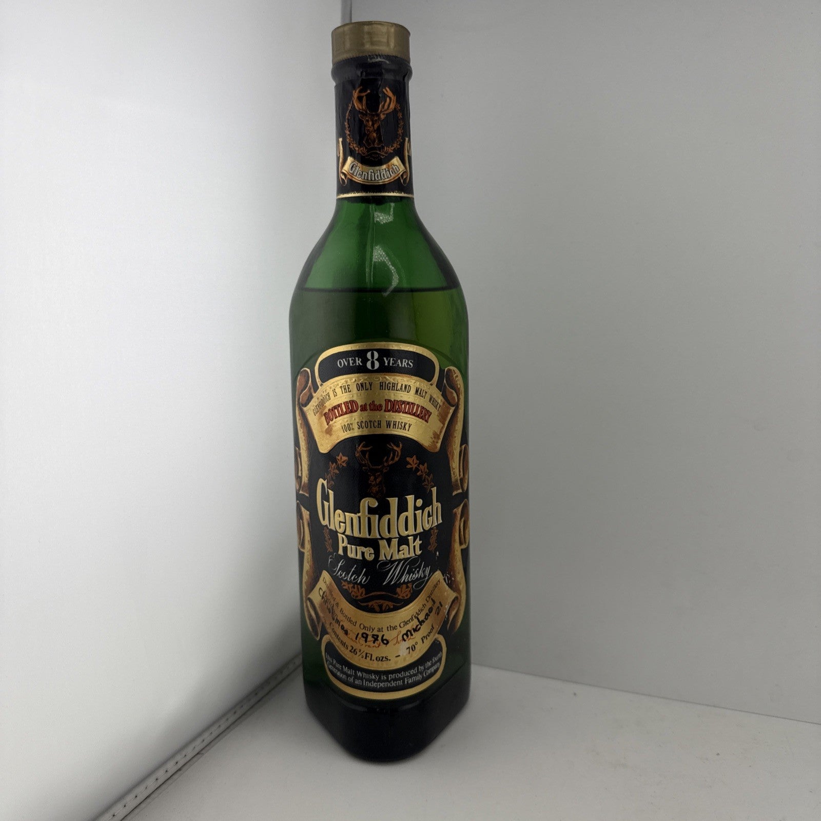 Glenfiddich Over 8 Years 26⅔ fl oz 70° Proof 1976 Boxed (handwritten On Bottle)