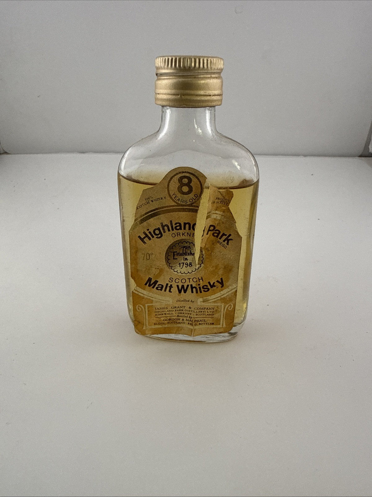 Vintage Highland Park 8 Year Old Miniature Whisky 70 Proof 1970s G&M