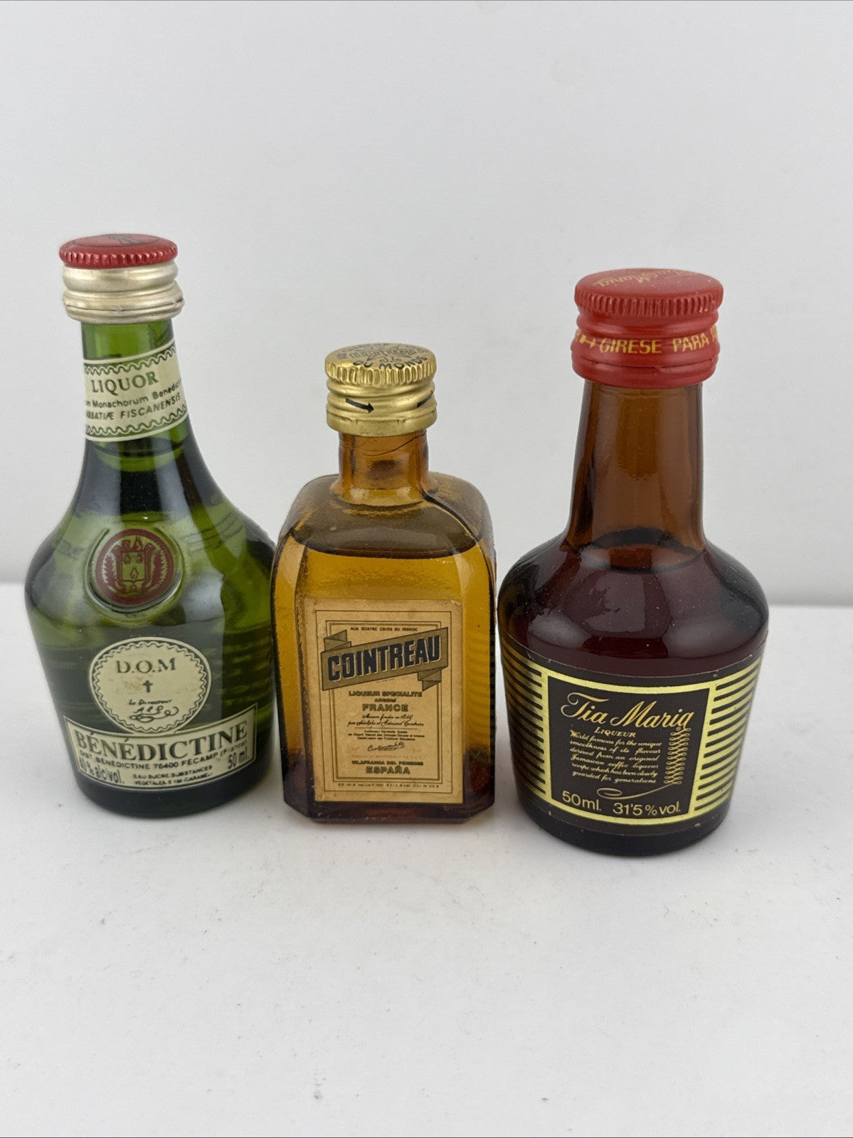 Vintage Liqueur Miniatures Cointreau Benedictine Tia Maria