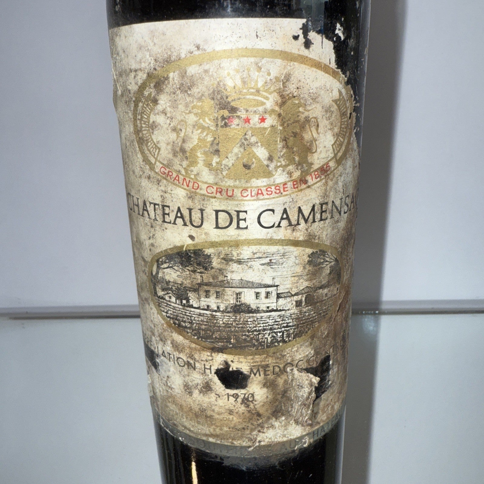 Chateau de Camensac Bordeaux  1970 (label in poor condition but wine looks fine)