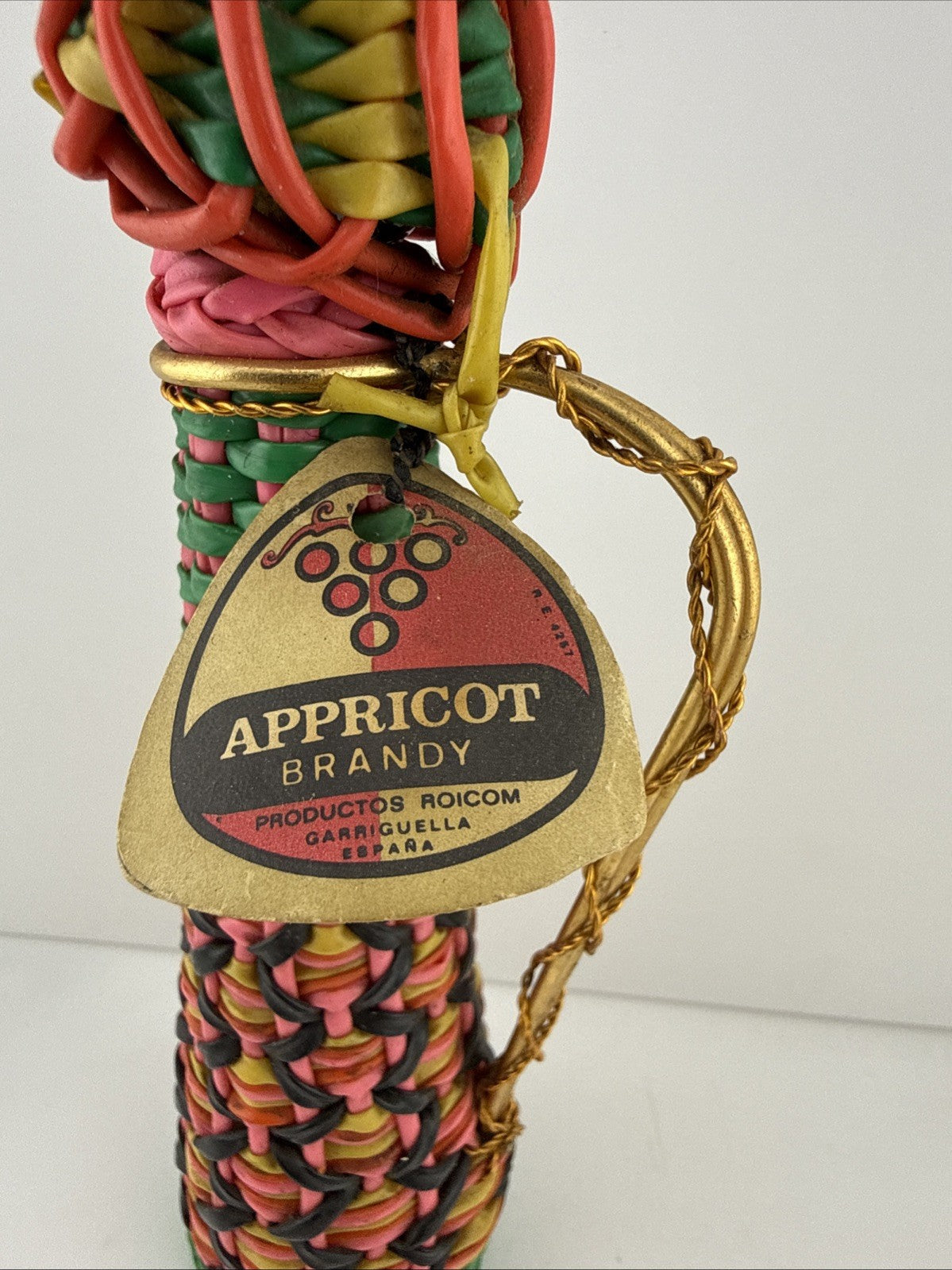 Vintage Spanish Apricot Brandy Woven Bottle Roicom Garriguella c1970