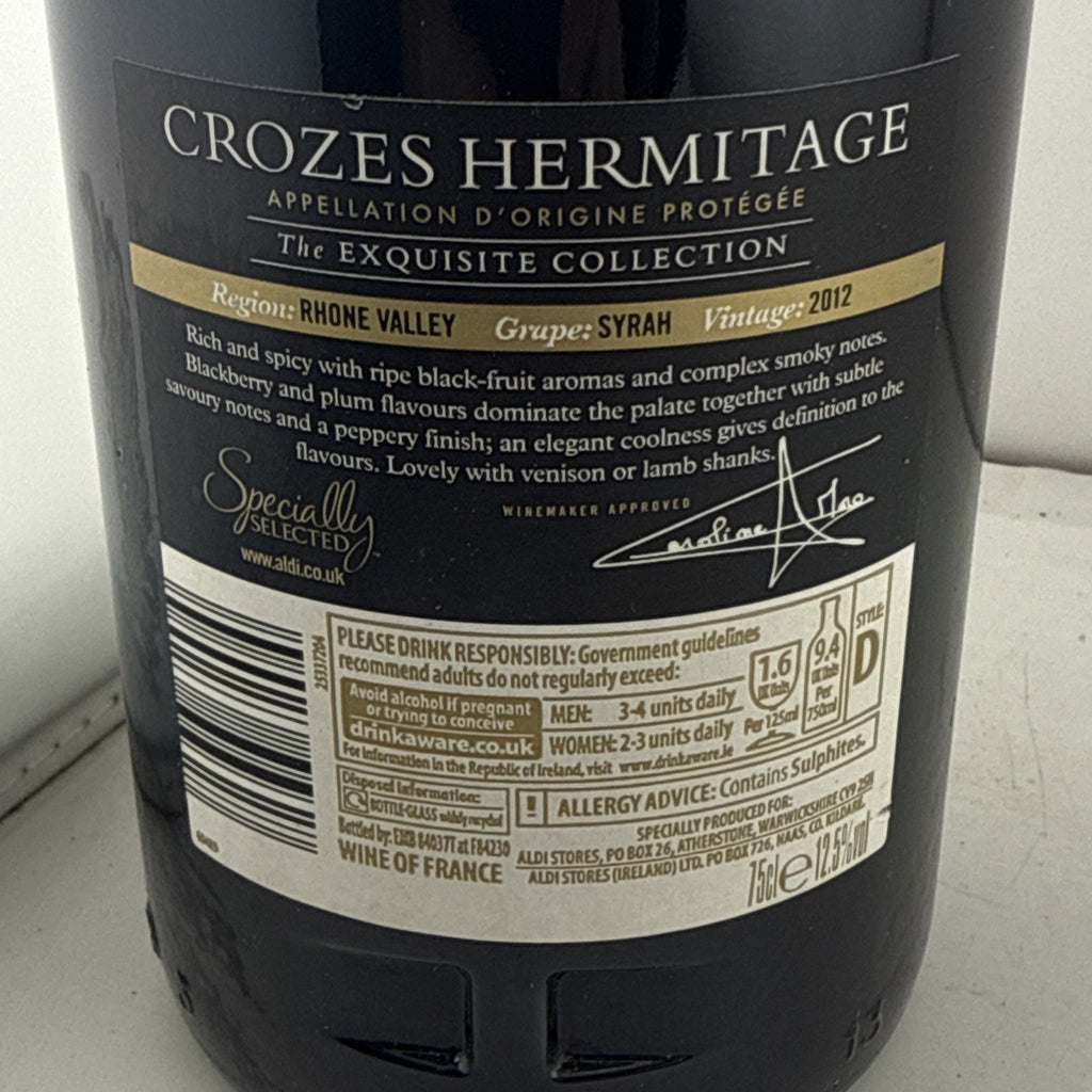 Aldi Exquisite Crozes-Hermitage 2012 Rhône Syrah 75cl 12.5%