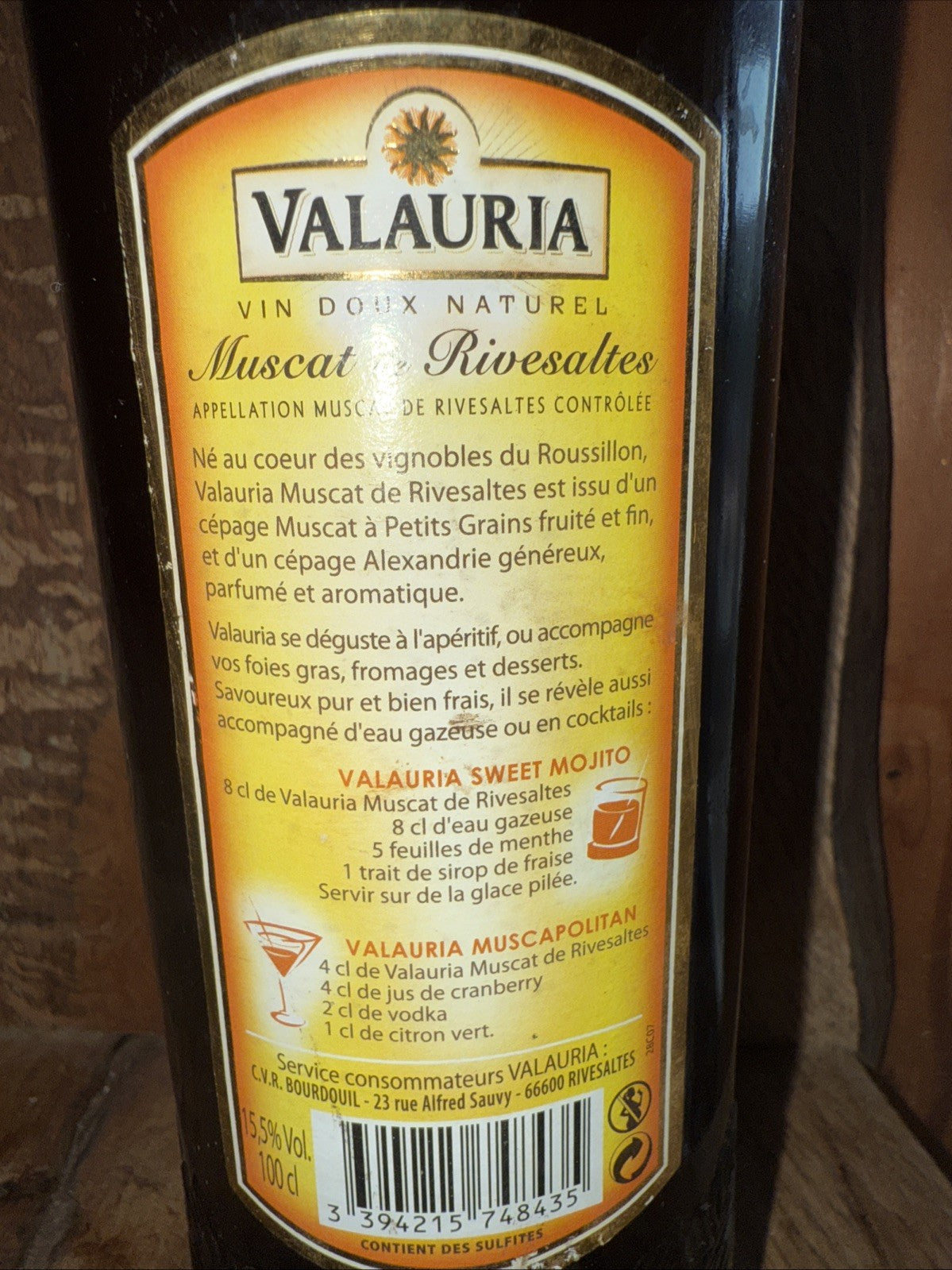 Valauria Muscat De Rivensaltes Sweet desert wine 1L