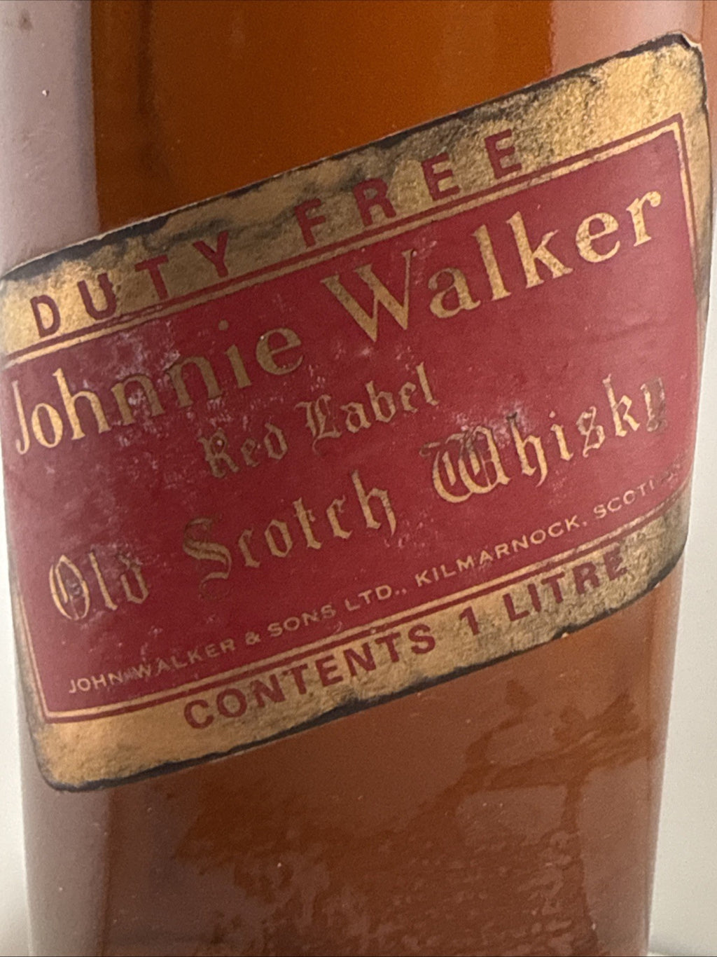 Vintage Johnnie Walker Red Label 1L Duty Free Scotch Whisky 1970s