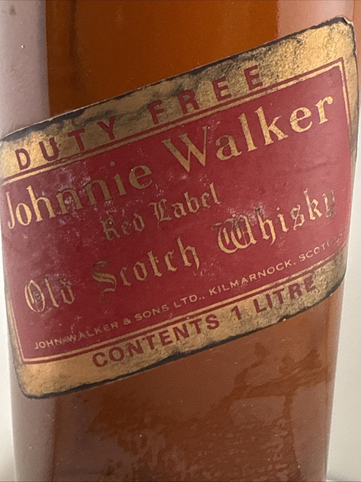 Vintage Johnnie Walker Red Label 1L Duty Free Scotch Whisky 1970s