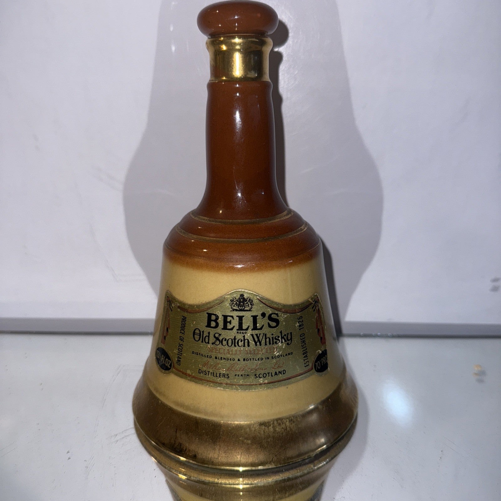 Bells Old Scotch Whisky Mini Decanter  70 Proof 13 1/3 Floz 1970s