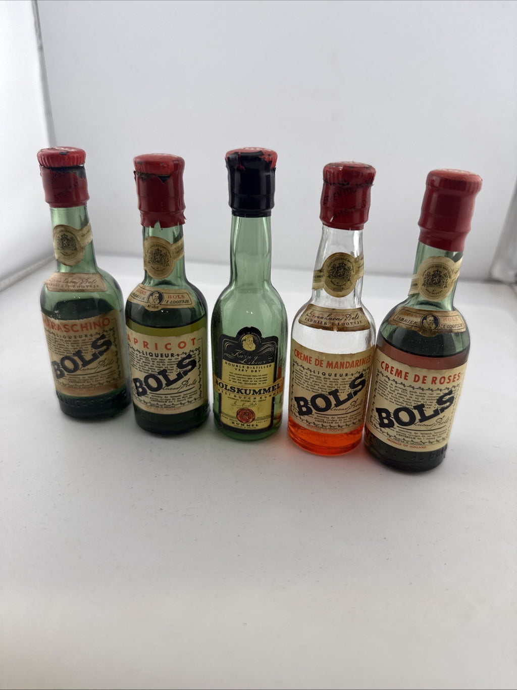 Vintage Bols Liqueur Miniatures x5 Roses Mandarines Apricot Maraschino
