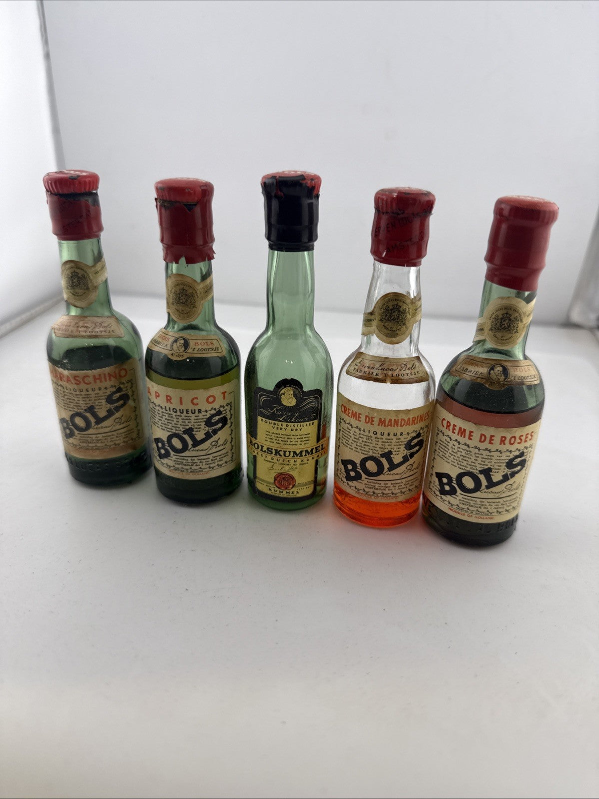 Vintage Bols Liqueur Miniatures x5 Roses Mandarines Apricot Maraschino