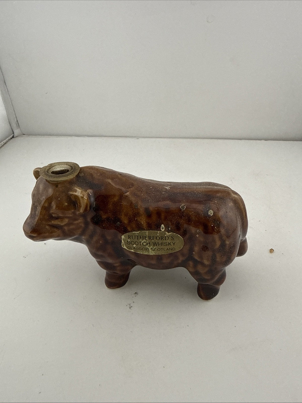 Vintage Rutherford’s Scotch Whisky Sheep Ceramic Decanter Glasgow Scotland