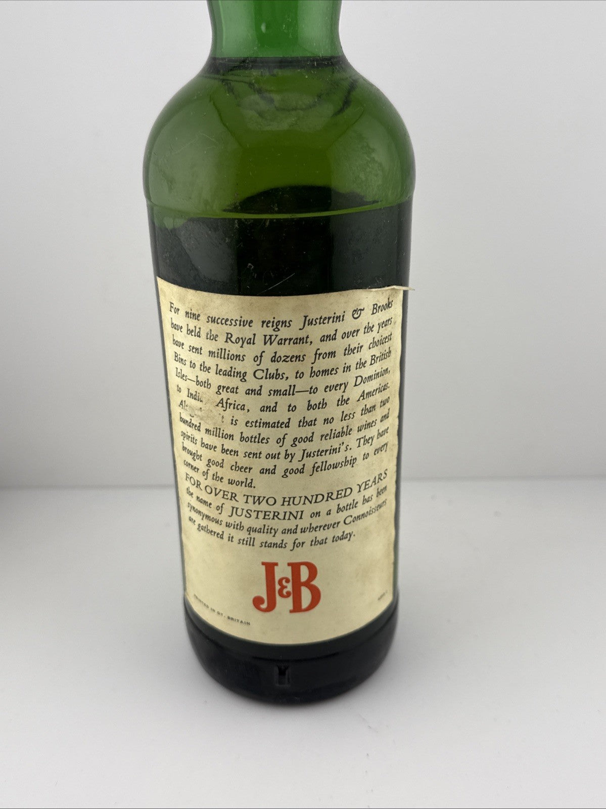 Justerini & Brooks Rare Blended Scotch Whisky 70 Proof Green Bottle Mid 1960s