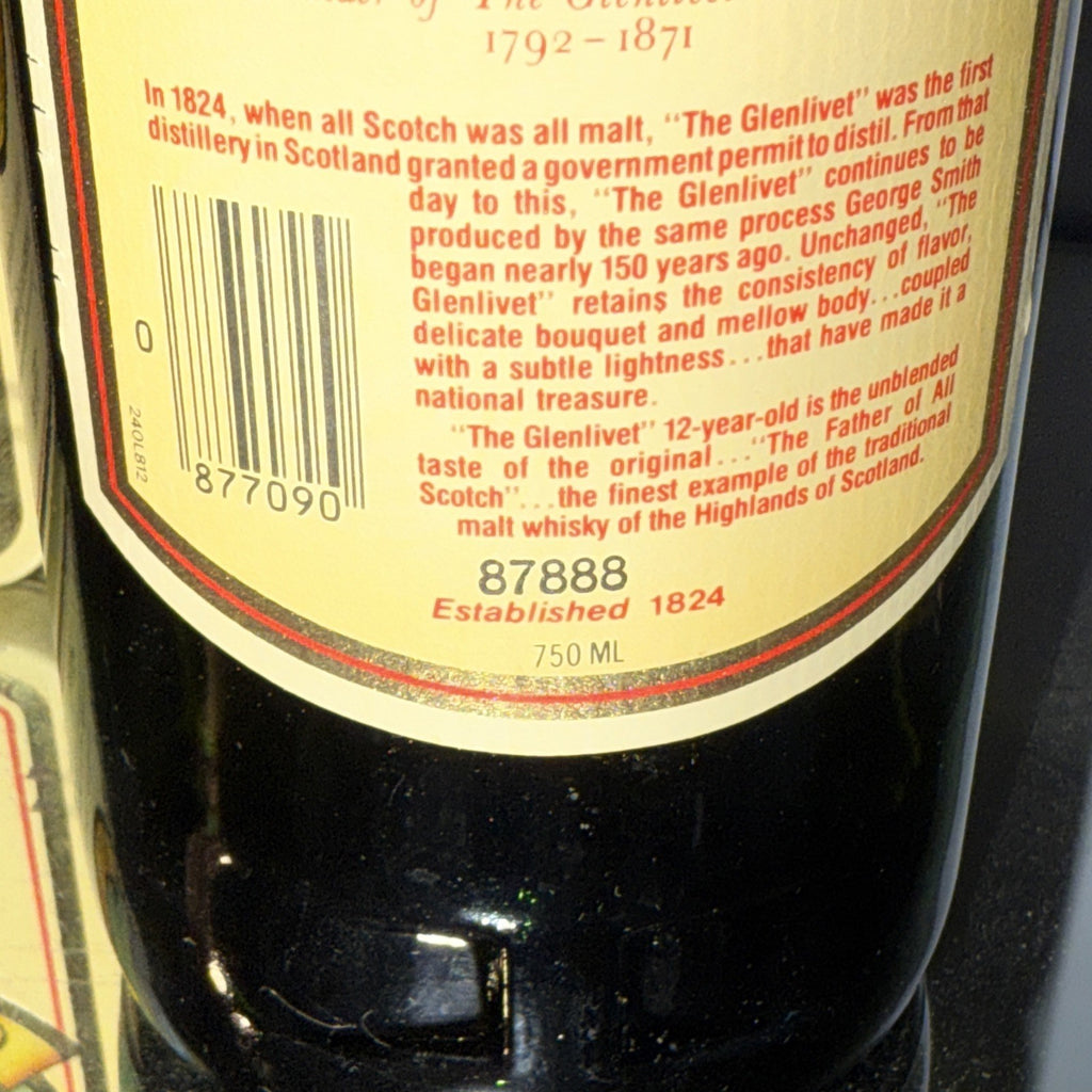 Glenlivet 12 Year Old Highland Malt Whisky 750 Ml Dated To 1987 St Andrews Boxed