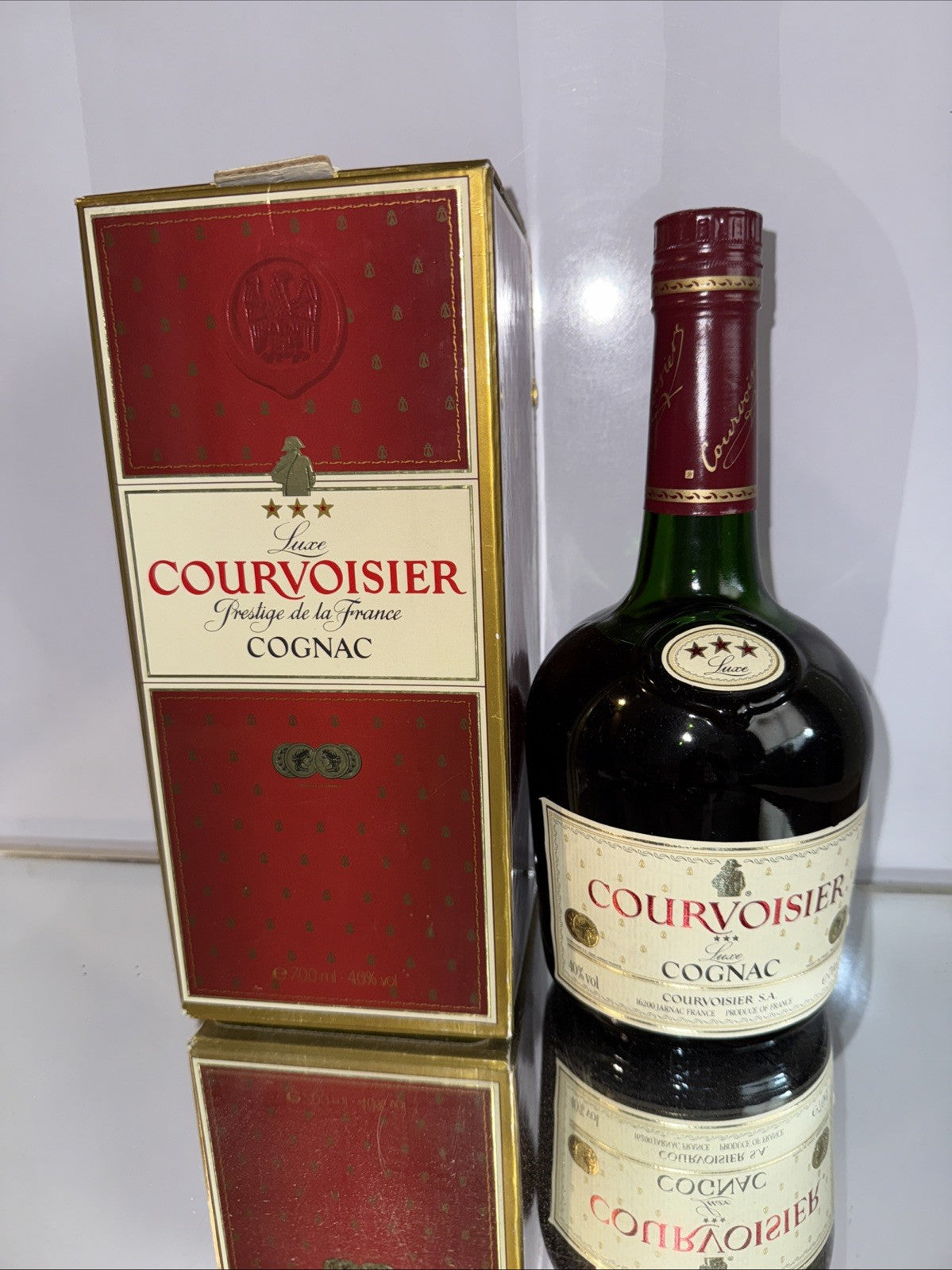 Courvoisier 3 star Luxe 1L Bottles 1970s/80s Vintage