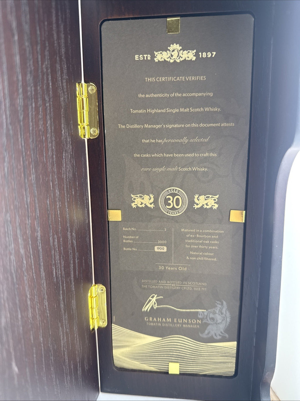 Tomatin 30yo Batch 3 2020 46% 70cl Wooden Box Bottle 1900/3000