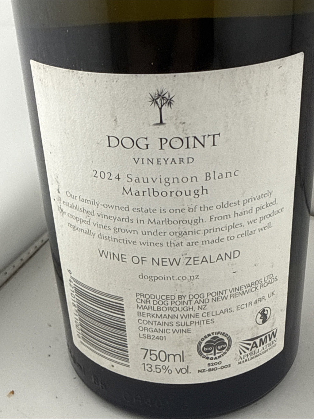 Dog Point Vineyard Sauvignon Blanc 2024 Organic, 750ml, 13.5%