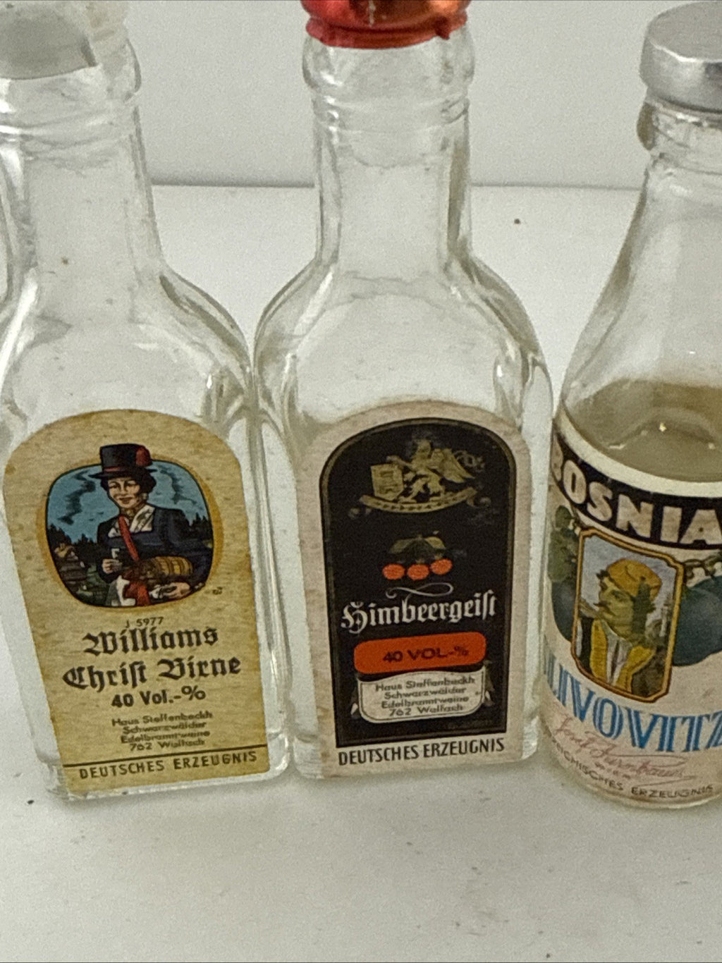 Vintage Collection of 4 European Fruit Schnapps & Slivovitz Miniatures 1970s/80s