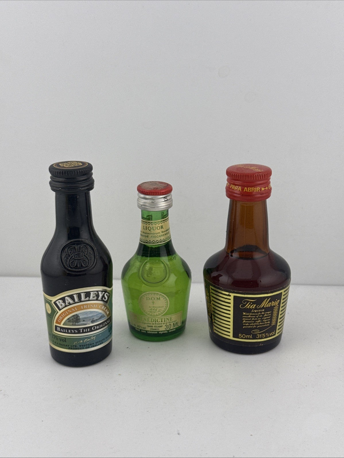 Vintage Liqueur Miniatures Baileys Benedictine Tia Maria Mini Bottles